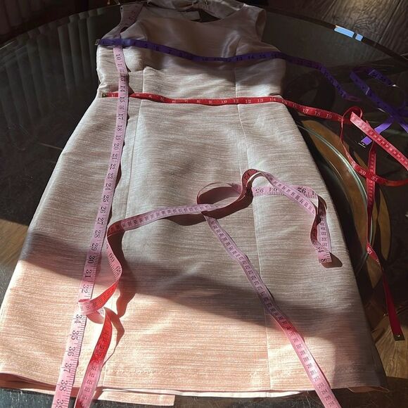 Alfred Sung Pearl Pink Silky Shimmer Sleeveless Dress Open Back Bow Size 12 - Picture 10 of 11